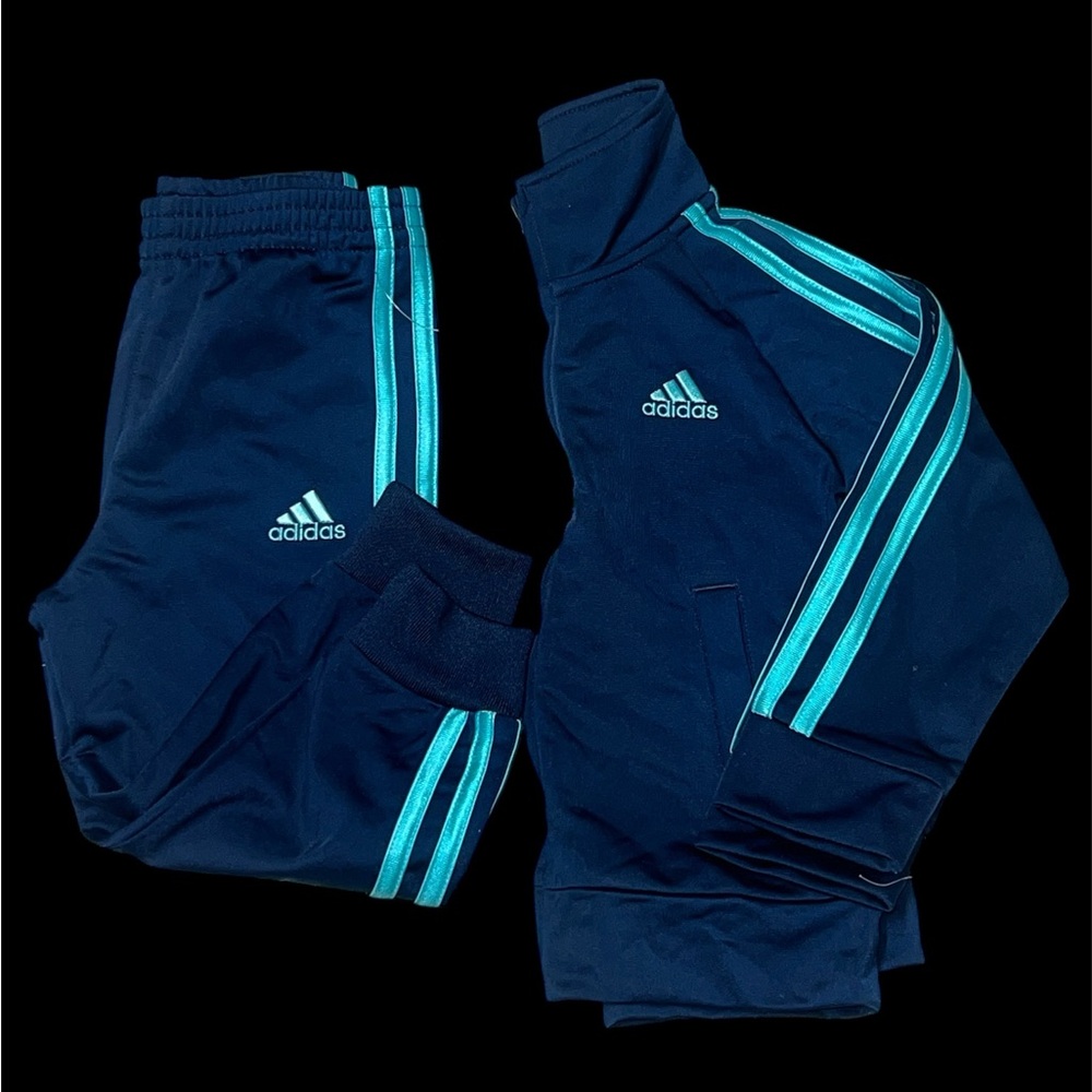 Adidas Kids Dark Blue Joggers with Teal Stripes  Size 2T